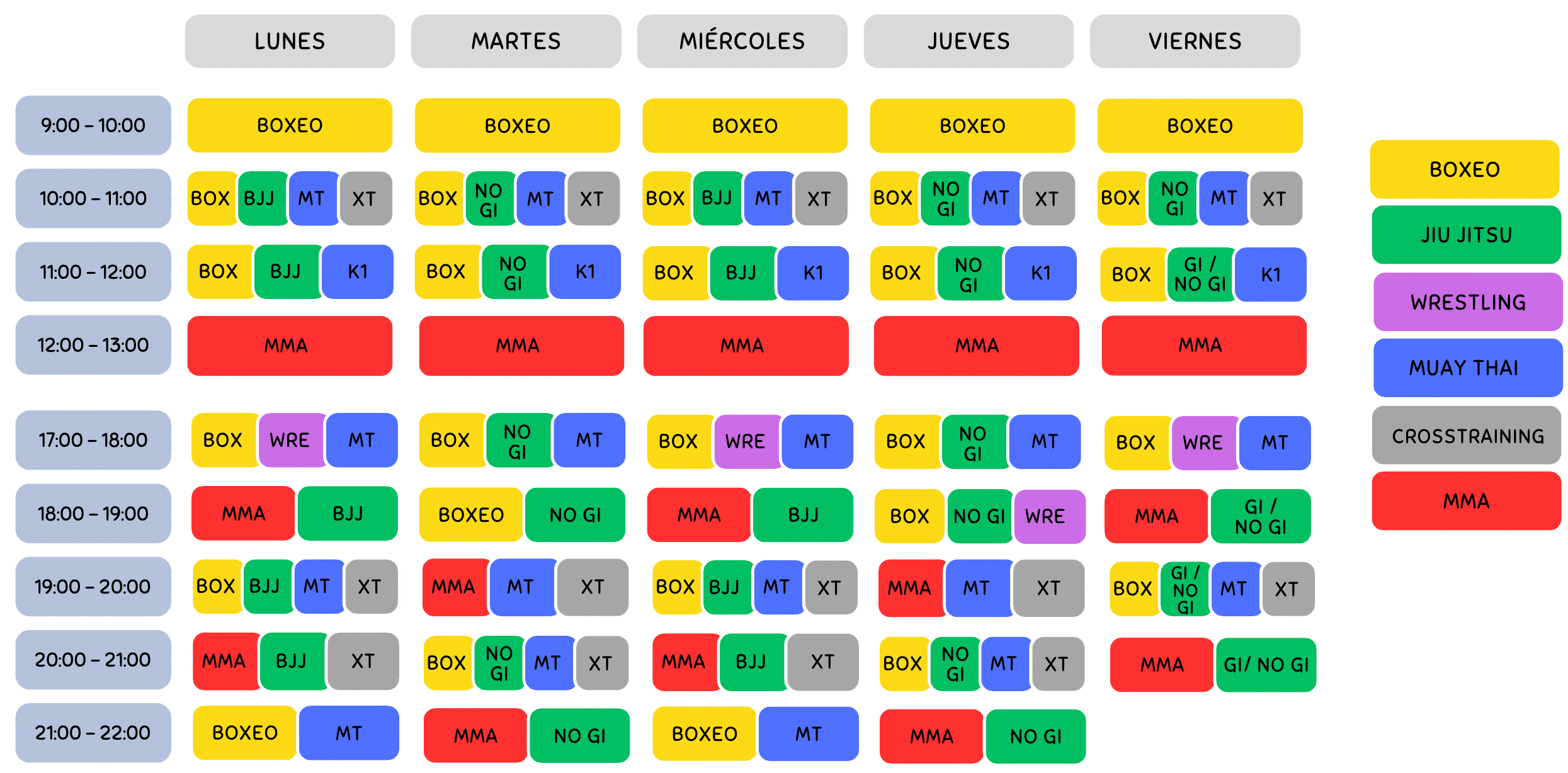 horaria de clases en fuenlabrada